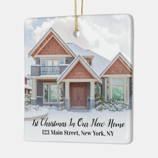 初めてのクリスマスの新しい自宅住所引っ越し祝いパーティー セラミックオーナメント (左)