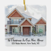 初めてのクリスマスの新しい自宅住所引っ越し祝いパーティー セラミックオーナメント (正面)