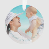 初めてのクリスマスの新生児ティール（緑がかった色） オーナメント (正面)