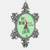 初めてのクリスマスの新規ホーム,ハート スノーフレークピューターオーナメント (左)