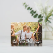 初めてのクリスマスの新郎新婦写真 ポストカード (スタンド正面)