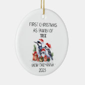 初めてのクリスマスの木のキツツキの群れ セラミックオーナメント (右)