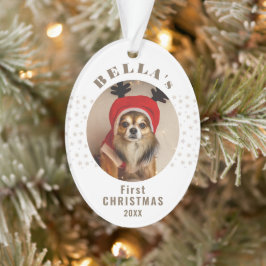 初めてのクリスマスの犬の写真の星 オーナメント