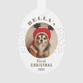 初めてのクリスマスの犬の写真の星 オーナメント (裏面)