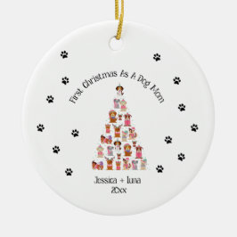 初めてのクリスマスの犬の親オーナメント セラミックオーナメント