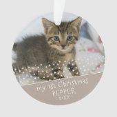 初めてのクリスマスの猫の写真の記念品 オーナメント (正面)