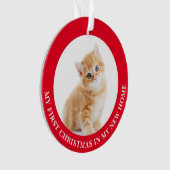 初めてのクリスマスの猫の写真パーソナライズされた オーナメント (正面)