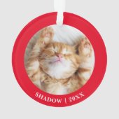 初めてのクリスマスの猫の写真パーソナライズされた オーナメント (裏面)