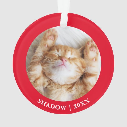 初めてのクリスマスの猫の写真パーソナライズされた オーナメント (裏面)