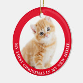 初めてのクリスマスの猫の写真パーソナライズされた セラミックオーナメント (左)