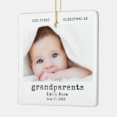 初めてのクリスマスの祖父母のモダン写真 セラミックオーナメント (左)