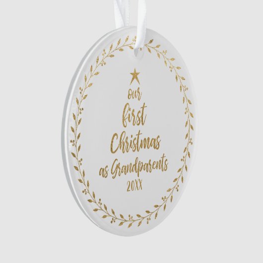 初めてのクリスマスの祖父母の写真 オーナメント (正面)