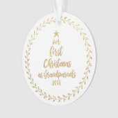 初めてのクリスマスの祖父母の写真 オーナメント (正面)