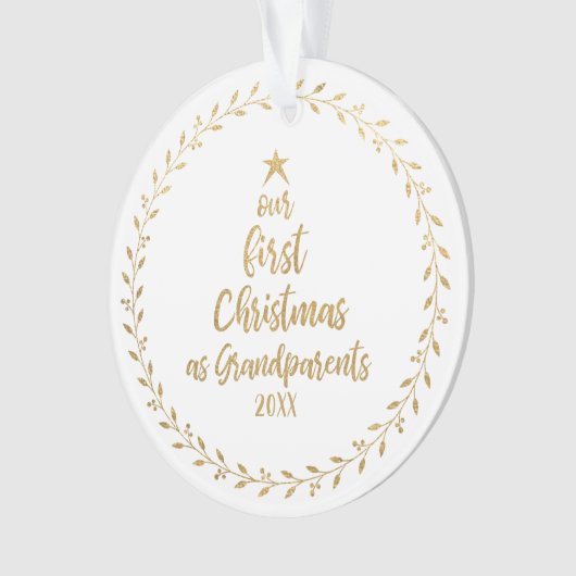 初めてのクリスマスの祖父母の写真 オーナメント (正面)
