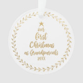 初めてのクリスマスの祖父母の写真 オーナメント (正面)
