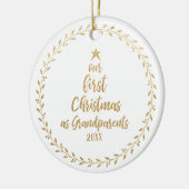 初めてのクリスマスの祖父母の写真 セラミックオーナメント (左)