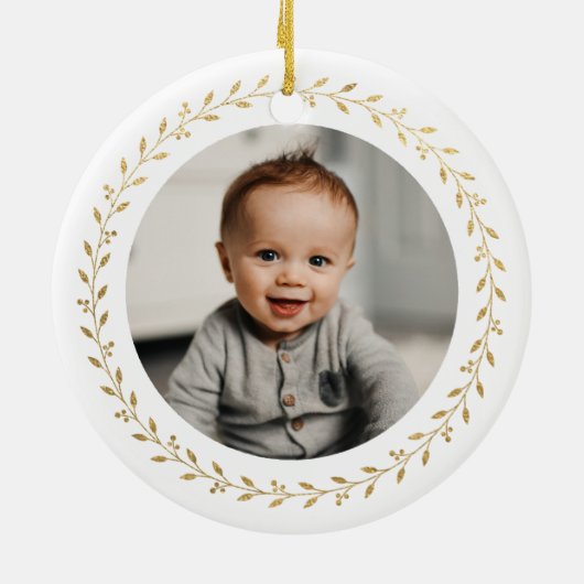 初めてのクリスマスの祖父母の写真 セラミックオーナメント (裏面)