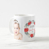 初めてのクリスマスの祖父母の花の写真の休日 コーヒーマグカップ (正面左)