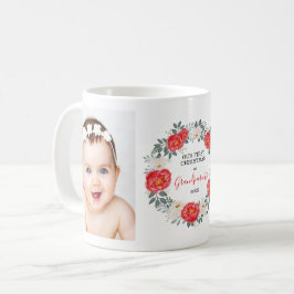 初めてのクリスマスの祖父母の花の写真の休日 コーヒーマグカップ