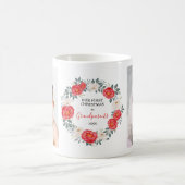 初めてのクリスマスの祖父母の花の写真の休日 コーヒーマグカップ (中央)