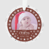 初めてのクリスマスの祖父母2枚の写真の記念品 オーナメント (正面)