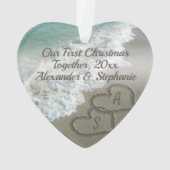 初めてのクリスマスの組み合わせハートビーチ砂 オーナメント (裏面)