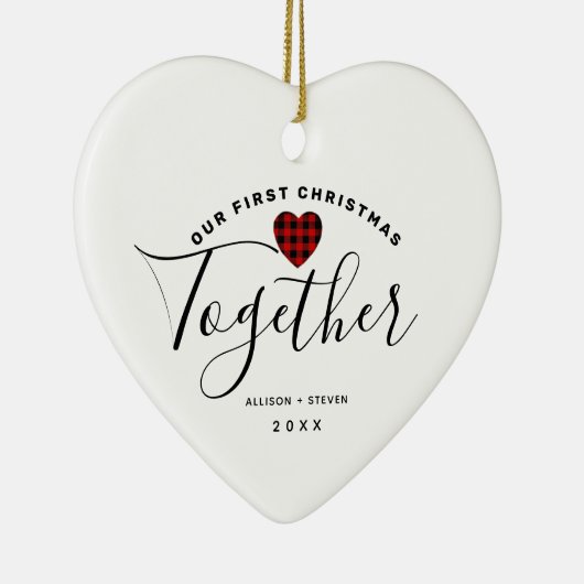 初めてのクリスマスの組み合わせパーソナライズされたハート セラミックオーナメント (右)