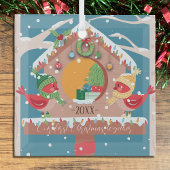 初めてのクリスマスの組み合わせ深紅色カップルオーナメント ガラスオーナメント