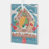 初めてのクリスマスの組み合わせ深紅色カップルオーナメント ガラスオーナメント (正面左)