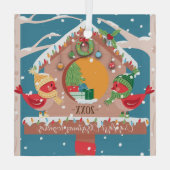 初めてのクリスマスの組み合わせ深紅色カップルオーナメント ガラスオーナメント (裏面)