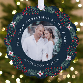 初めてのクリスマスの結婚式記念写真 オーナメントカード