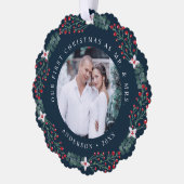 初めてのクリスマスの結婚式記念写真 オーナメントカード (左)