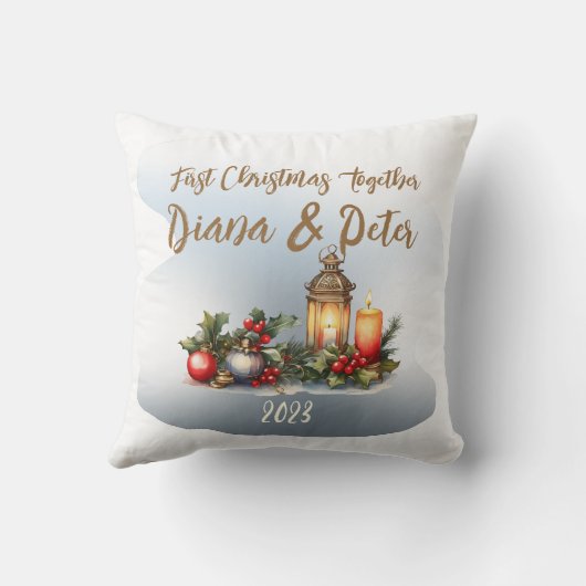 初めてのクリスマスの統合 – カスタマイズ可能なオーナメント クッション (裏面)