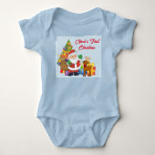 初めてのクリスマスの赤ちゃんのカスタム名前サンタクロース ベビーボディスーツ (正面)