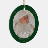 初めてのクリスマスの赤ちゃんの写真の2面デザイン セラミックオーナメント (右)