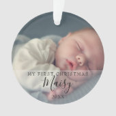 初めてのクリスマスの赤ちゃんの写真モノグラム オーナメント (正面)