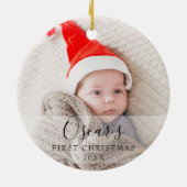 初めてのクリスマスの赤ちゃんの写真入り名前 セラミックオーナメント (裏面)