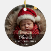 初めてのクリスマスの赤ちゃんの写真名 セラミックオーナメント (裏面)