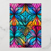 初めてのクリスマスの赤ちゃんの写真  ステンドグラスの写真 箔シーズンカード (裏面)