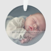 初めてのクリスマスの赤ちゃんの出生統計写真 オーナメント (正面)