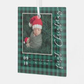 初めてのクリスマスの赤ちゃんの出生統計＆写真 ガラスオーナメント (正面左)