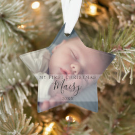 初めてのクリスマスの赤ちゃん2枚の写真入りスクリプト名 オーナメント
