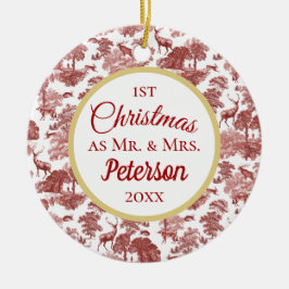 初めてのクリスマスの赤トイルディアセラミック夫妻 セラミックオーナメント