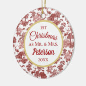 初めてのクリスマスの赤トイルディアセラミック夫妻 セラミックオーナメント (左)