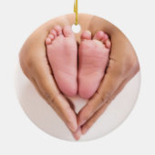 初めてのクリスマスの雪の結晶 赤ちゃんの写真 男の子 セラミックオーナメント (裏面)