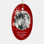 初めてのクリスマスの雪片の写真のオーナメント セラミックオーナメント (右)