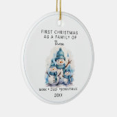 初めてのクリスマスの3ペンギン科セラミック セラミックオーナメント (右)