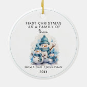 初めてのクリスマスの3ペンギン科セラミック セラミックオーナメント (裏面)