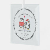 初めてのクリスマスの3ペンギン科 ガラスオーナメント (正面左)