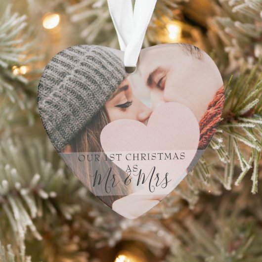 初めてのクリスマスのMr&Mrs 2枚の写真入り オーナメント (ツリー)